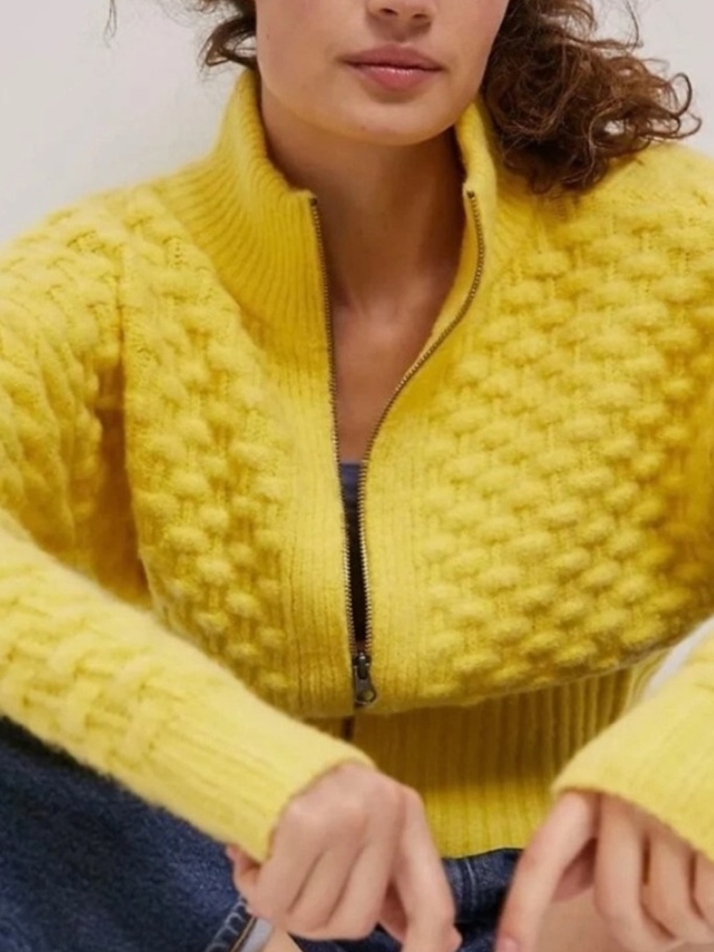 Maeve Buttercup Textured Knit Jacket Cardigan Sweater Size Small - Picture 5 of 7